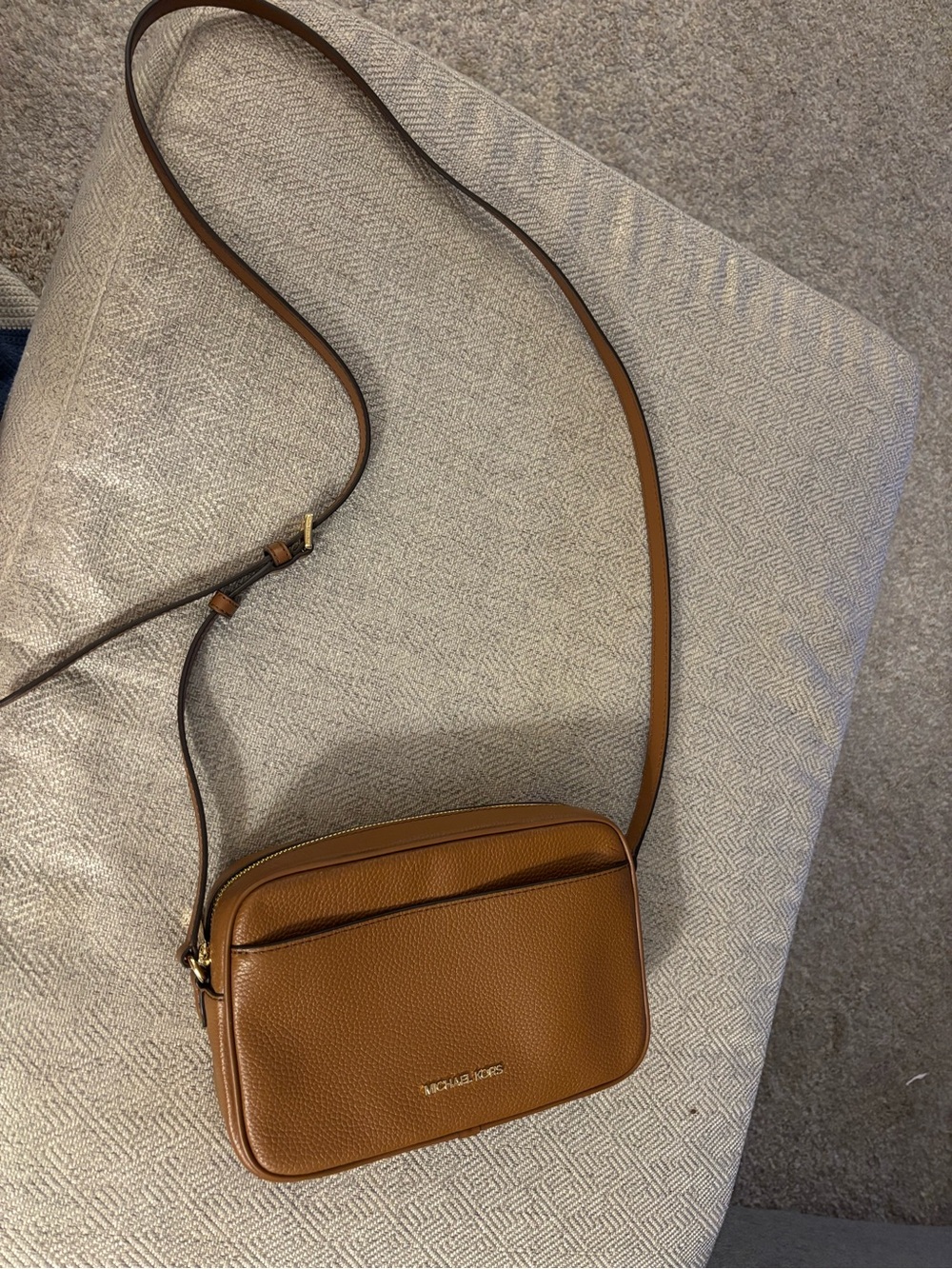 Michael Kors Brown Tan Pebbled Leather Crossbody Bag